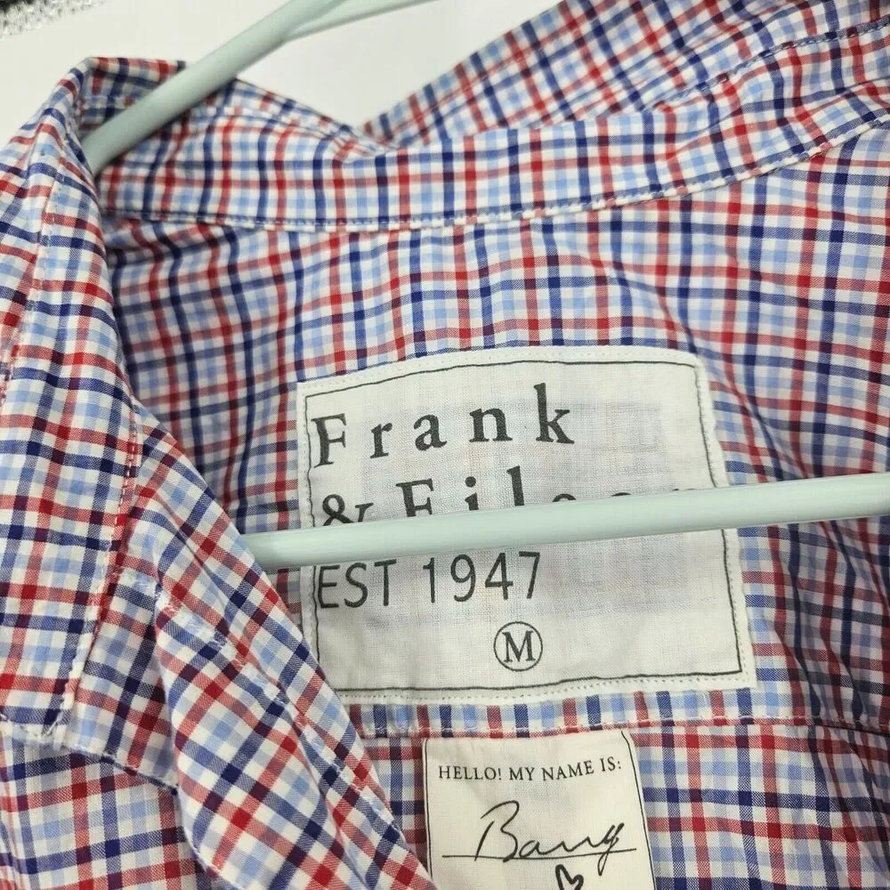 Frank & Eileen Shirt Blue Red Barry Check Plaid Long Sleeve Button-Up Size M - Picture 4 of 7